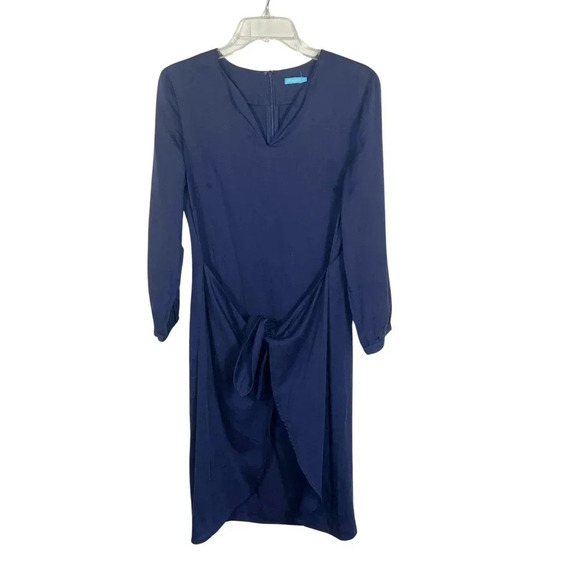 J. McLaughlin Ciara Wrap Dress Dark Navy Size Small Lyocell Brunch Elegant - Picture 2 of 16
